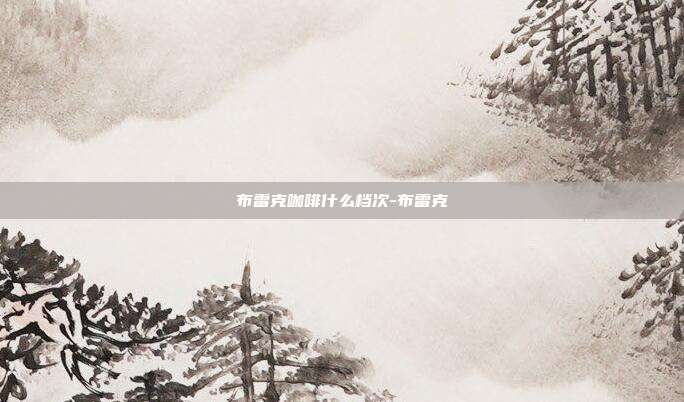 布雷克咖啡什么档次-布雷克